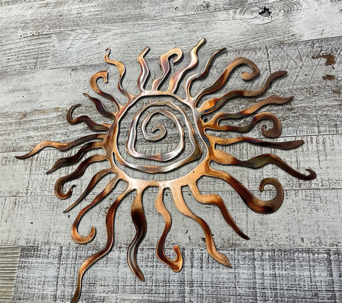Wall Art Heat Patinated Spiral Sun Arizona Metal Decor