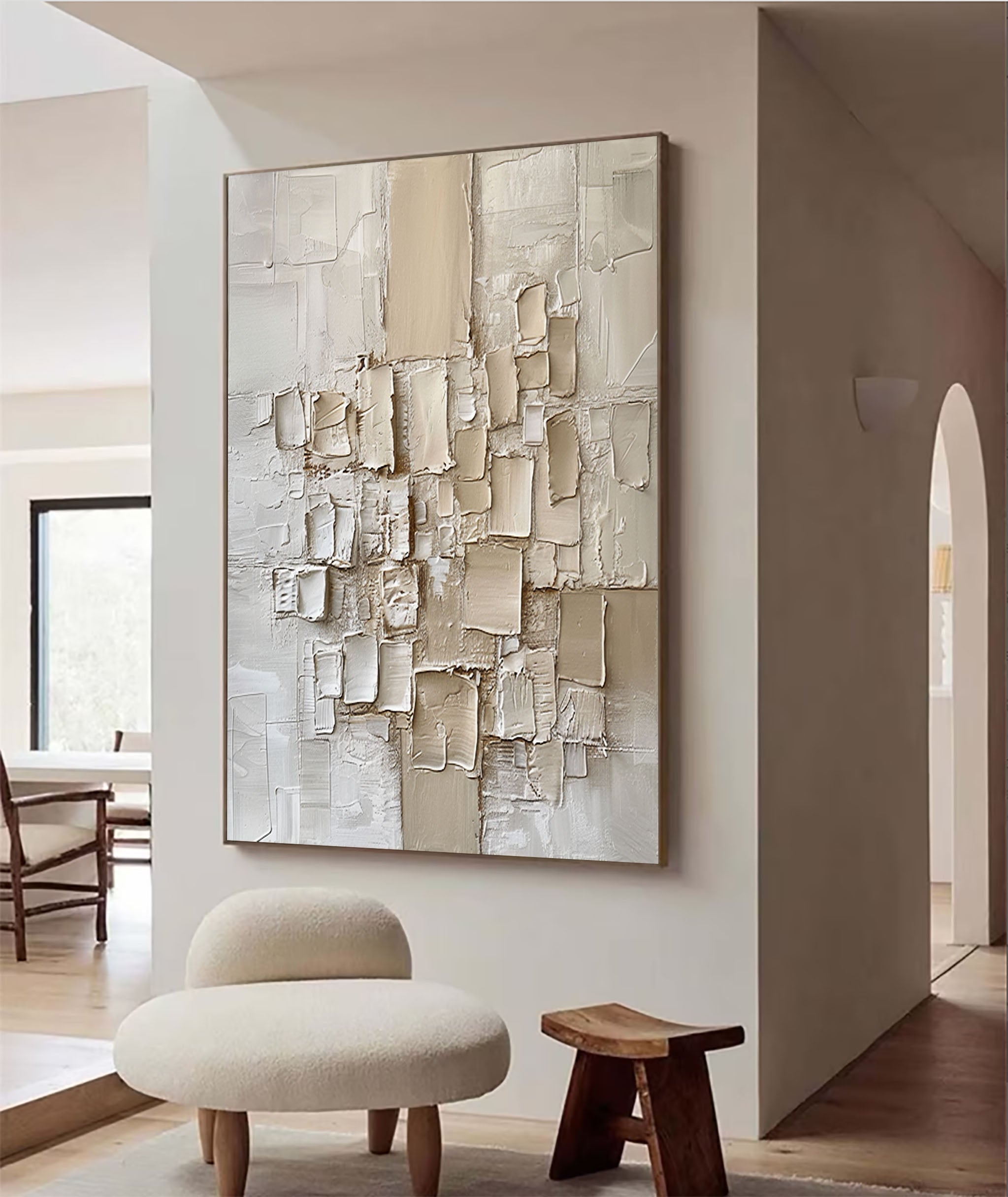 Wall Art Impasto Texture Heavy Layered Geometric Relief Painting