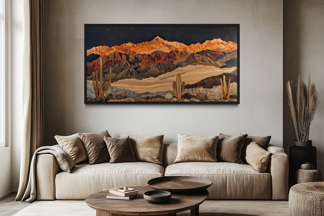 Wall Art: Layered Wood Look and Oversized Mountain Wall Decor