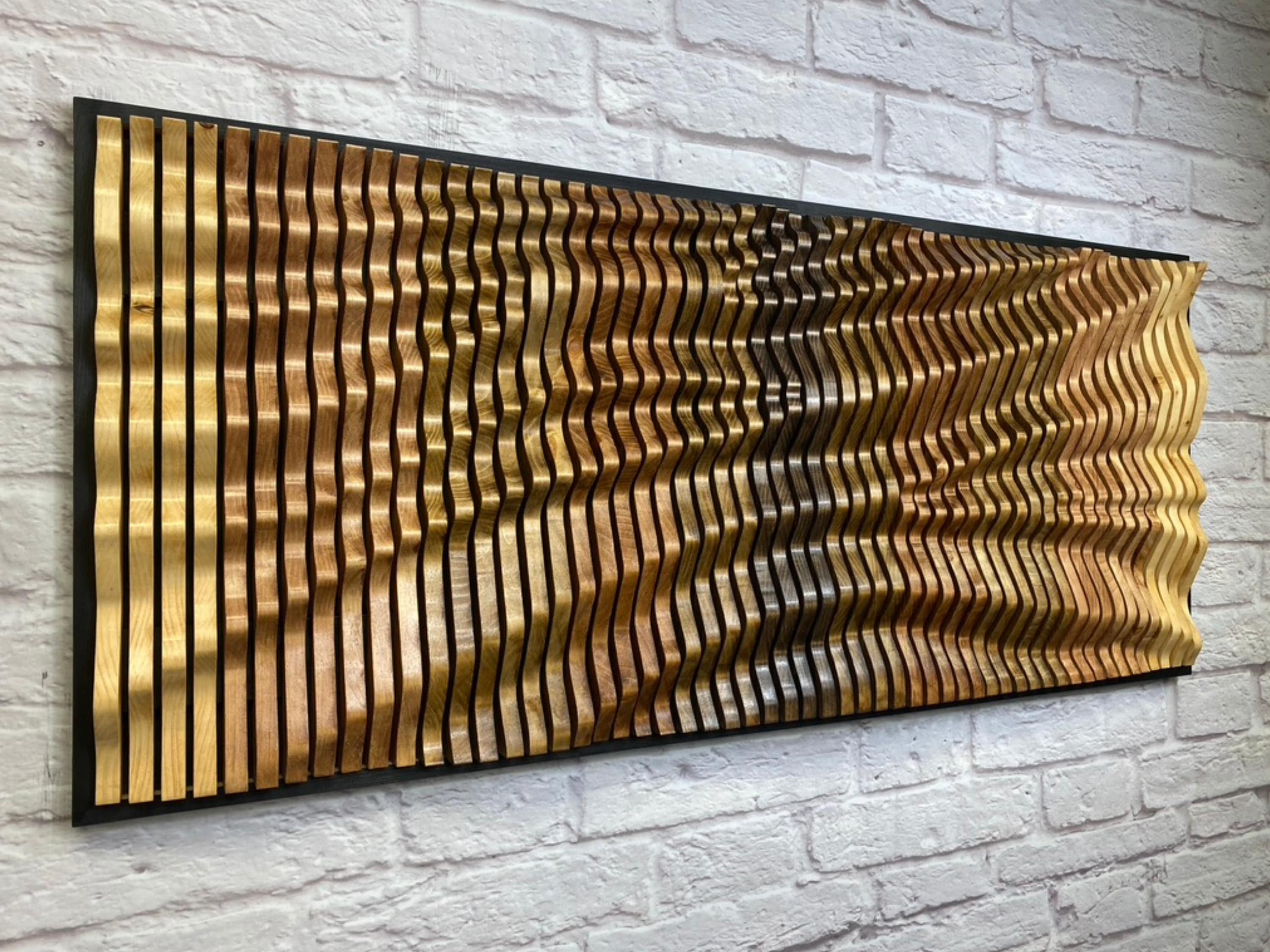 Wall Art: Modern Sound Wave Art 3D Wood Sculpture