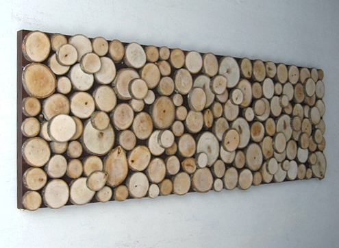 Wall Art: Organic Mosaic Wood Slice Wall Art Mosaic