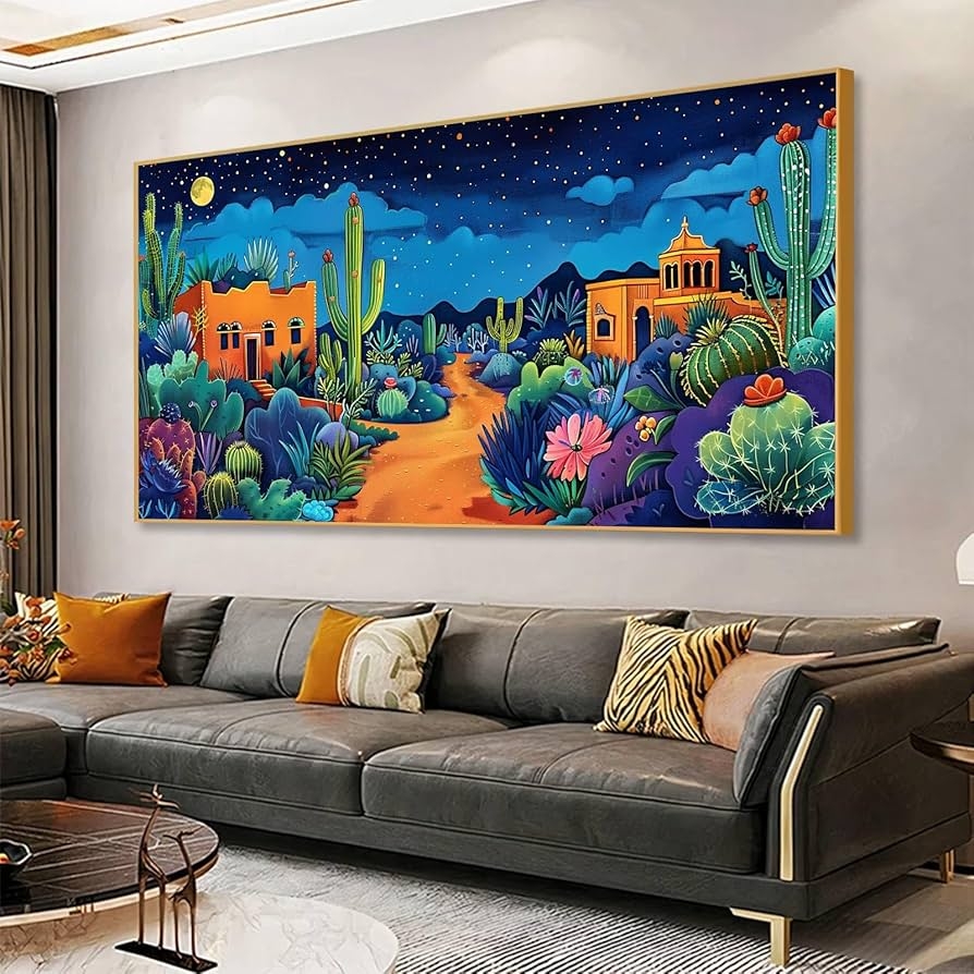 Wall Art: Panoramic Landscape Gold Frame and Large Canvas Decor