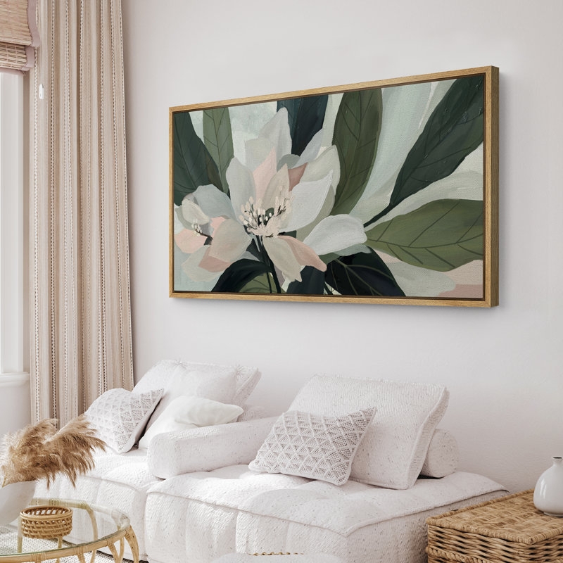 Wall Art Sage Green Botanical Print Wood Toned Frame