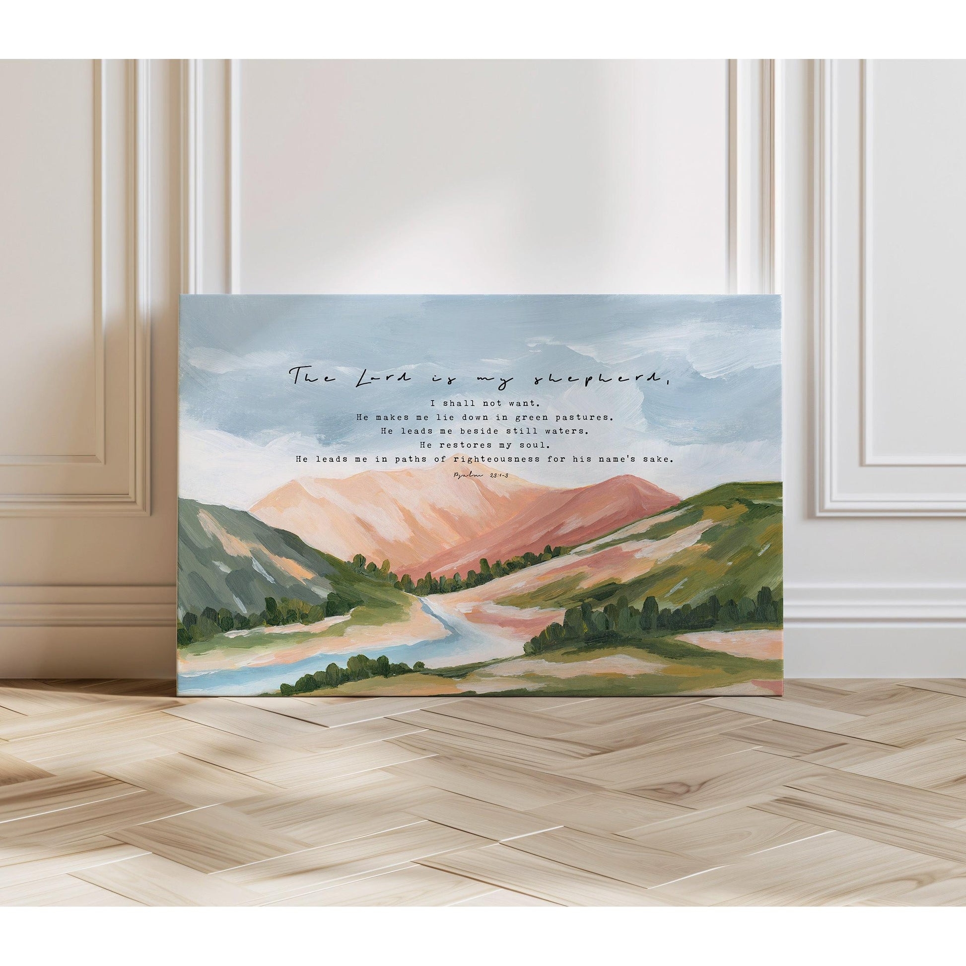 Wall Art Scripture Overlay Mountain Valley Christian Decor