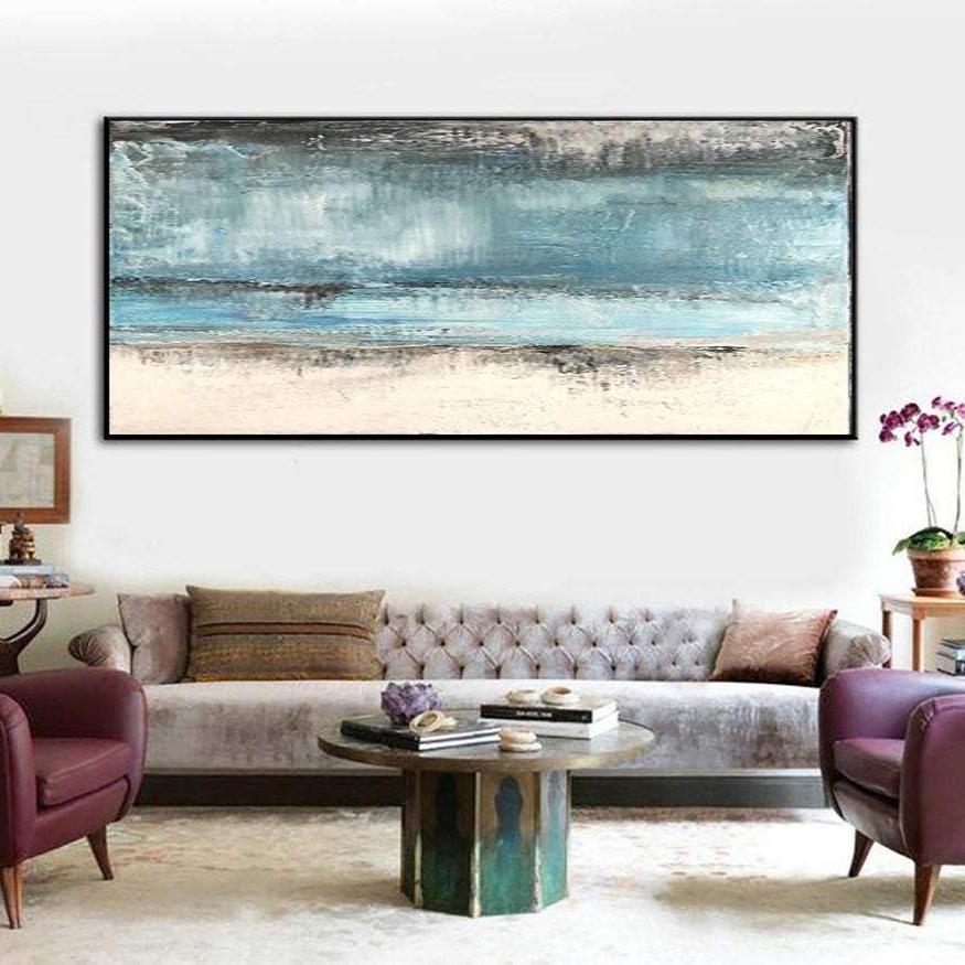 Wall Art Seaside Abstract Blue Landscape Oversized