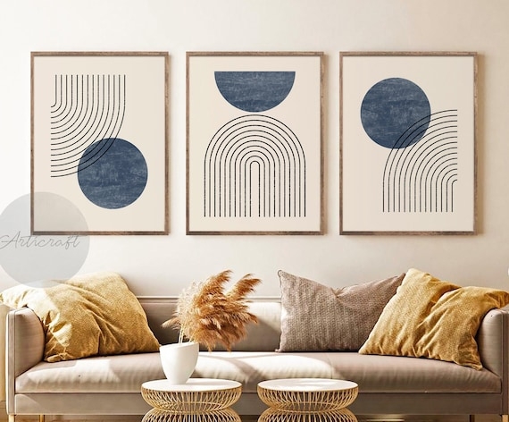 Wall Art Set Black Line Rainbow Boho Botanical Wall Prints