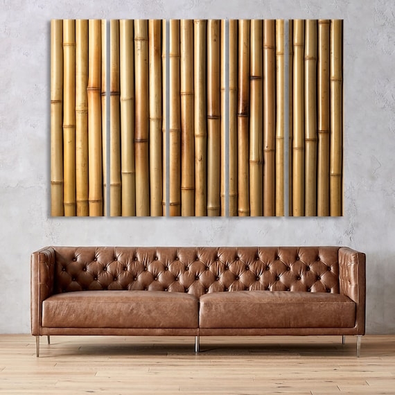 Wall Art Set featuring Bamboo Stalk Pattern for 5 Panel Print