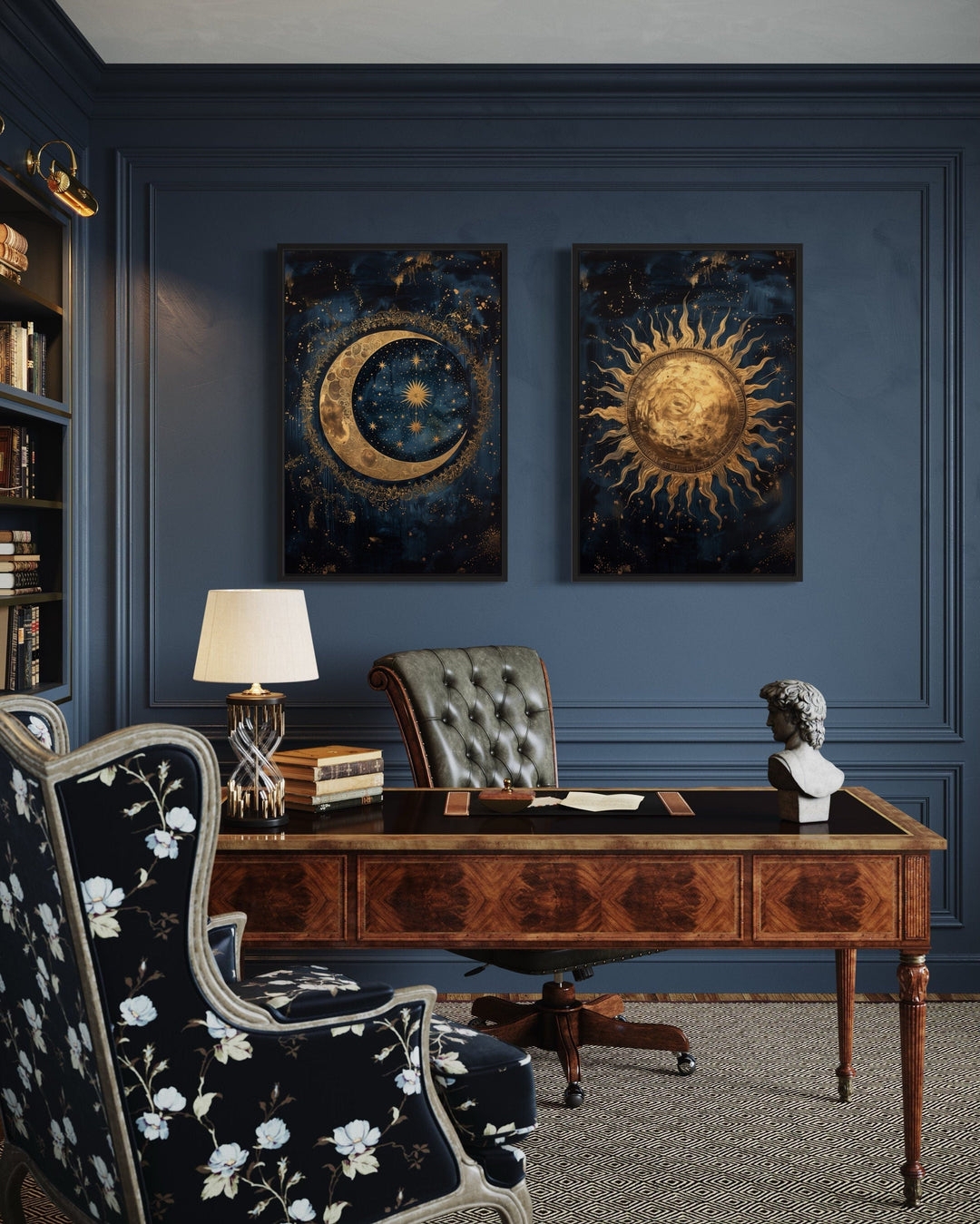 Wall Art Set Gold In Navy Celestial Sun Moon Wall Art Decor