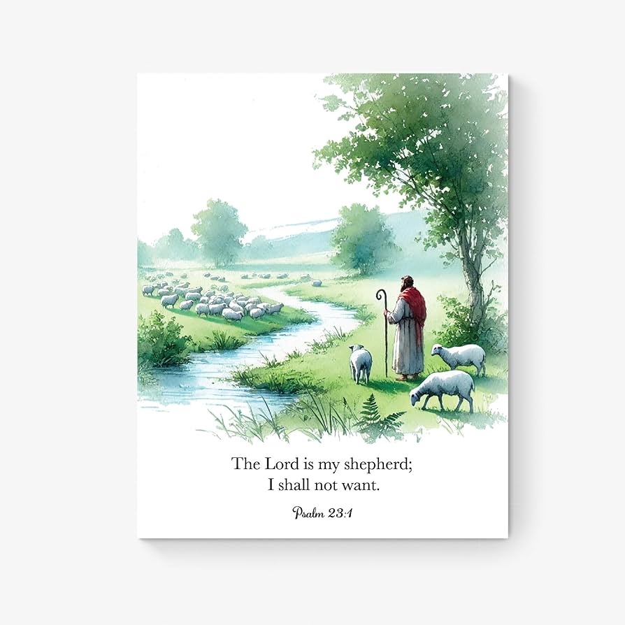 Wall Art Shepherd Imagery Watercolor Scripture Nursery Painting