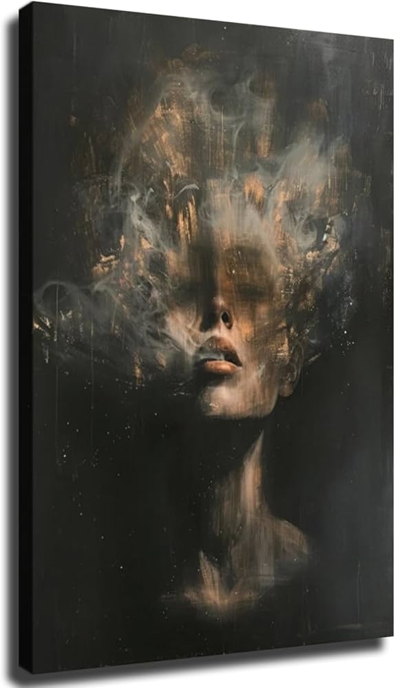 Wall Art: Smoky Elements Metallic Highlights Dark Poster