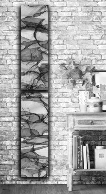 Wall Art: Stacked Panels Charcoal Grey Fluid Ink Print