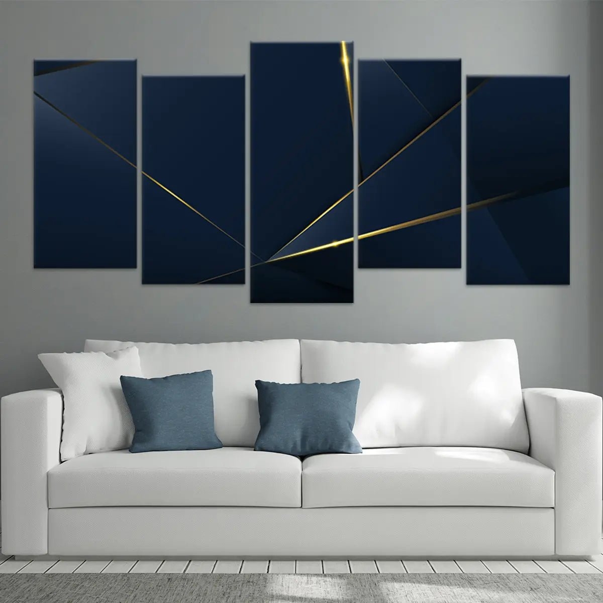 Wall Art Staggered Height Panels Modern Geometric Canvas Set