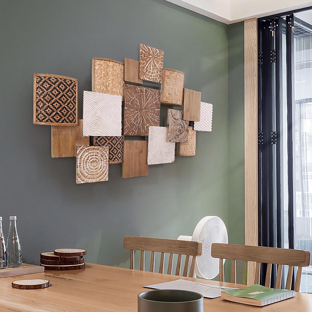 Wall Art Staggered Mixed Media Panels for Farmhouse Relief