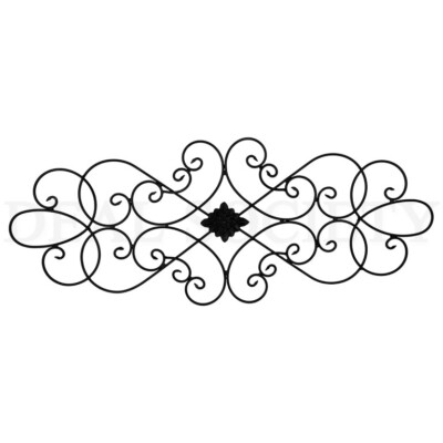Wall Art Symmetrical Scrollwork Horizontal Metal Medallion