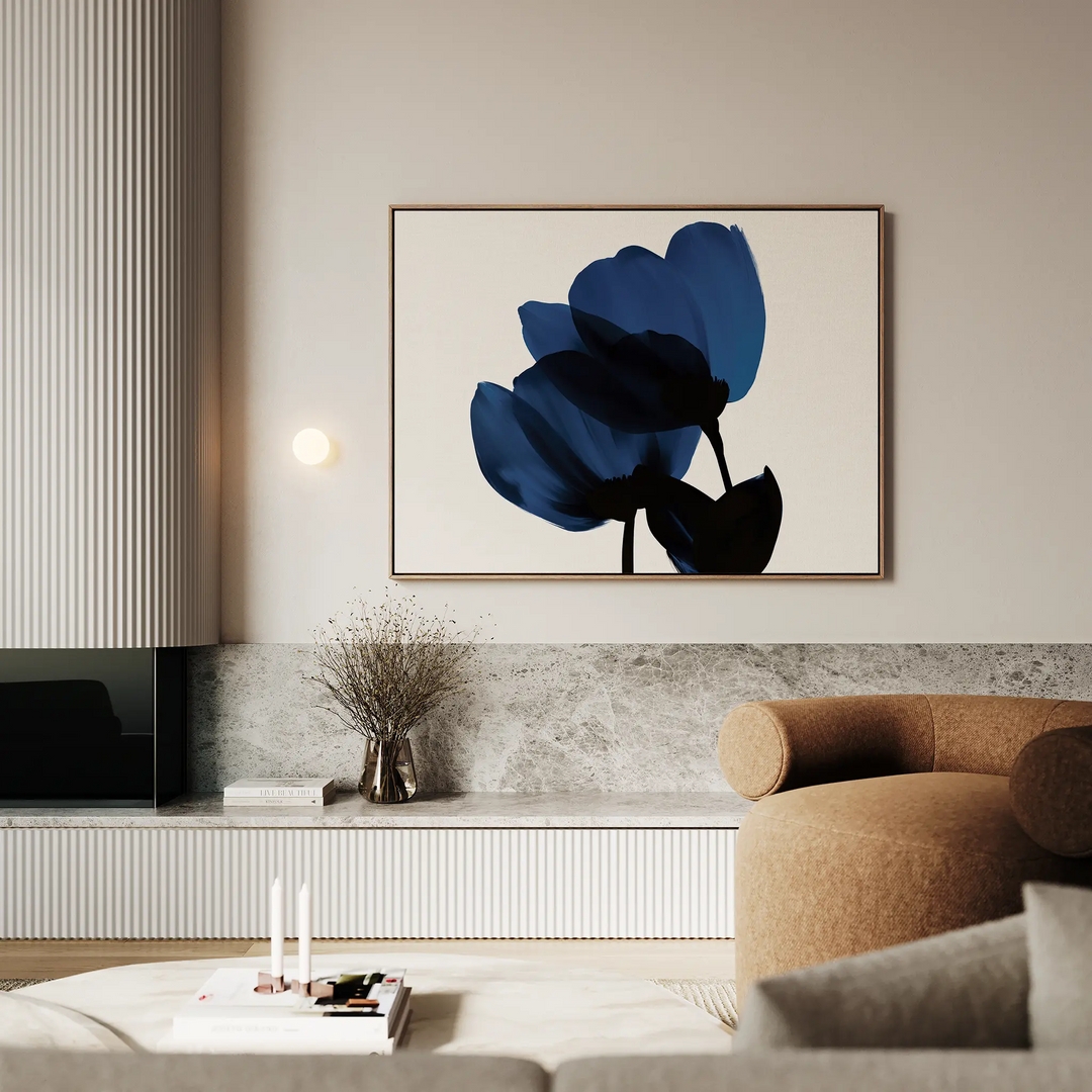 Wall Art Translucent Blue Petals Nordic Minimalist