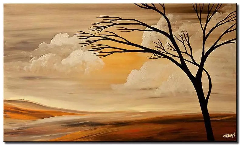 Wall Art Tree Silhouette Horizontal Landscape Modern Decor