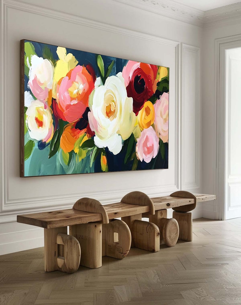 Wall Art Vibrant Floral Art for Transitional Gallery Wall