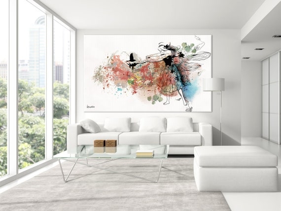 Wall Art Watercolor Splash Dancing Figure Modern Canvas