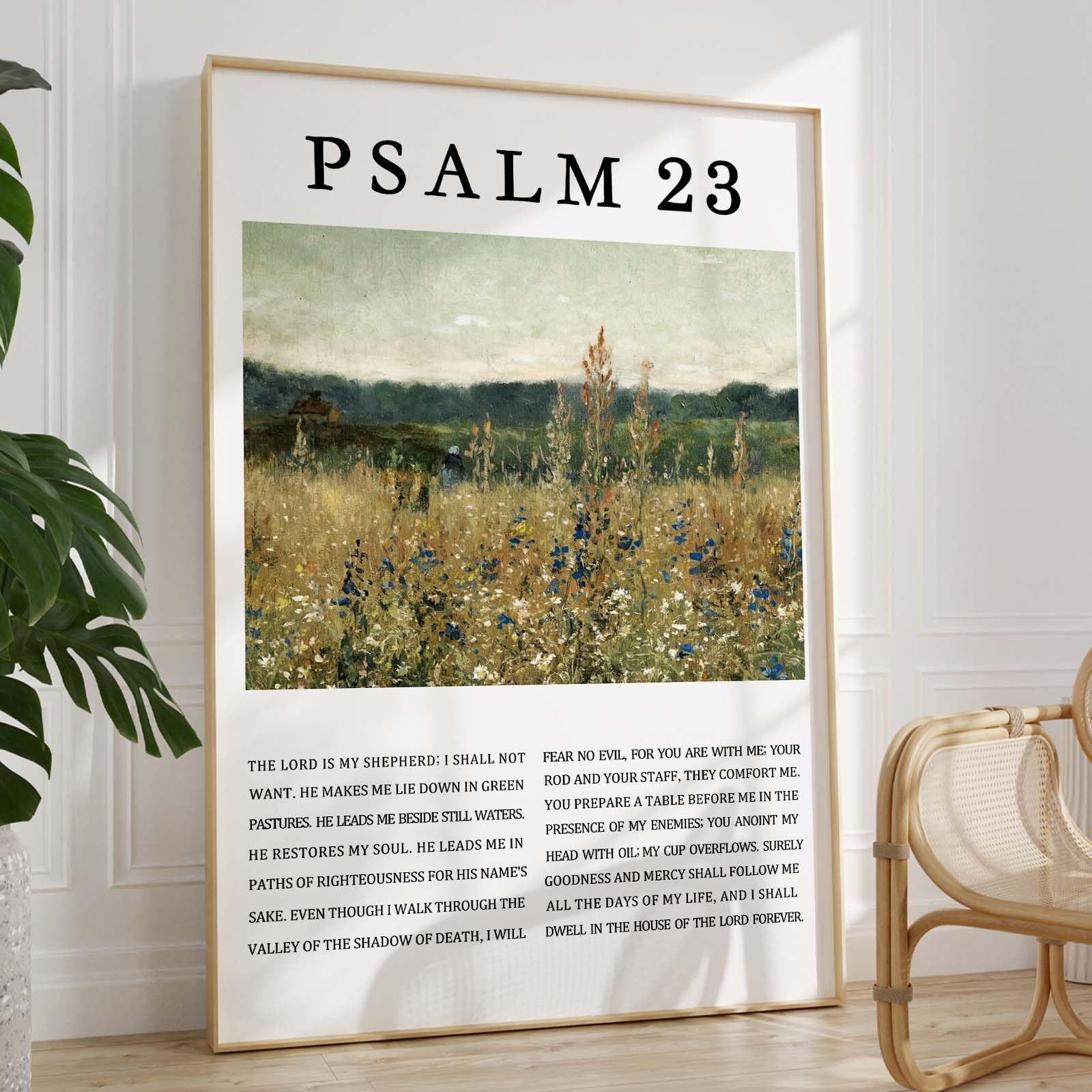 Wall Art Wildflower Landscape Dual Column Scripture Art