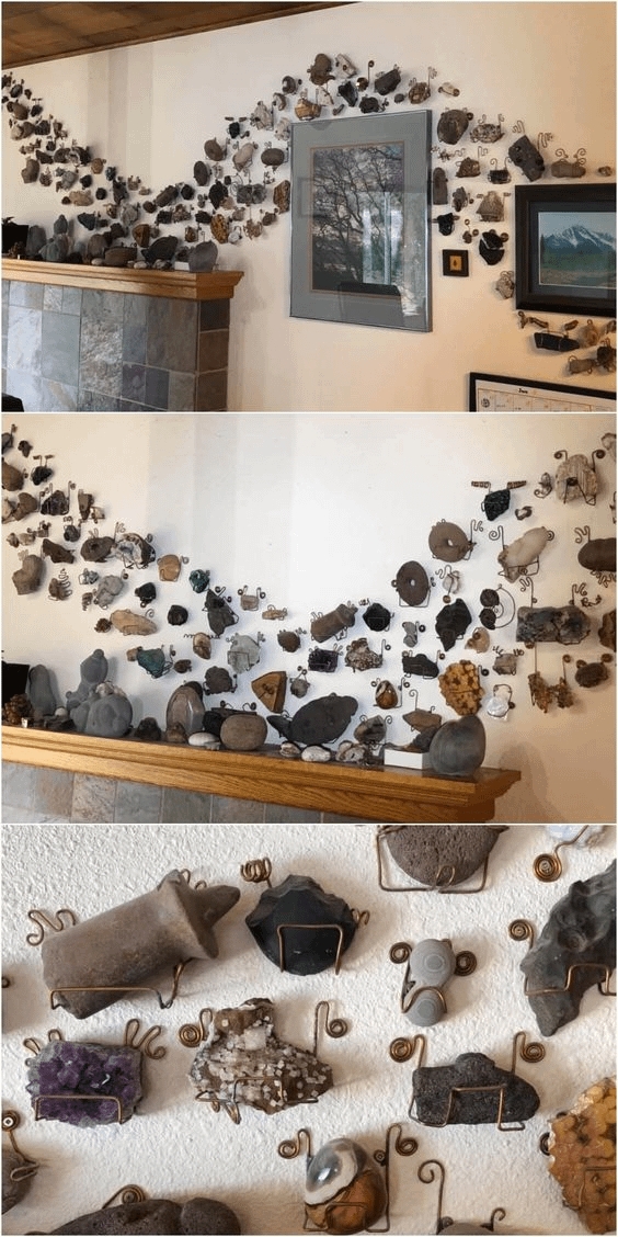Wall Art with Wire Cradles for Organic Specimen Gallery Wall