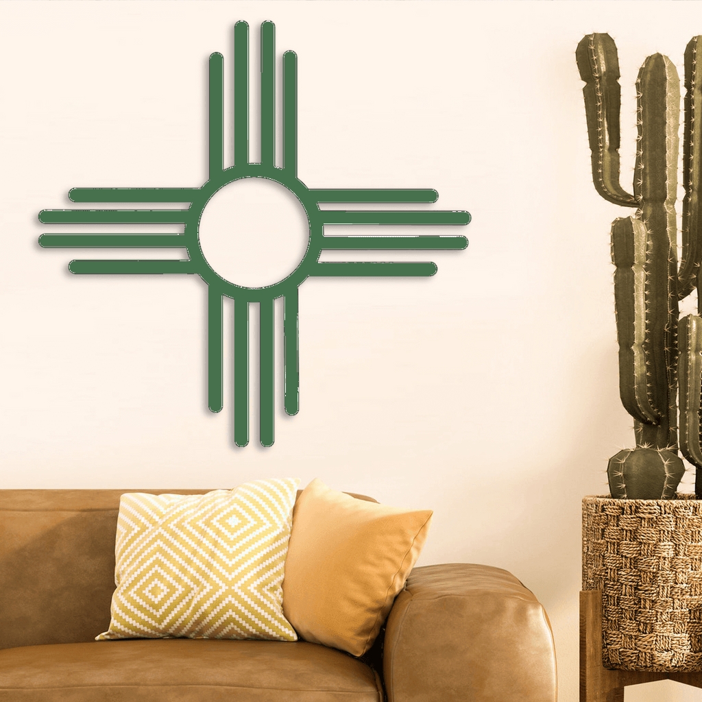 Wall Art: Zia Sun Symbol with Sage Green Metal Wall Sculpture