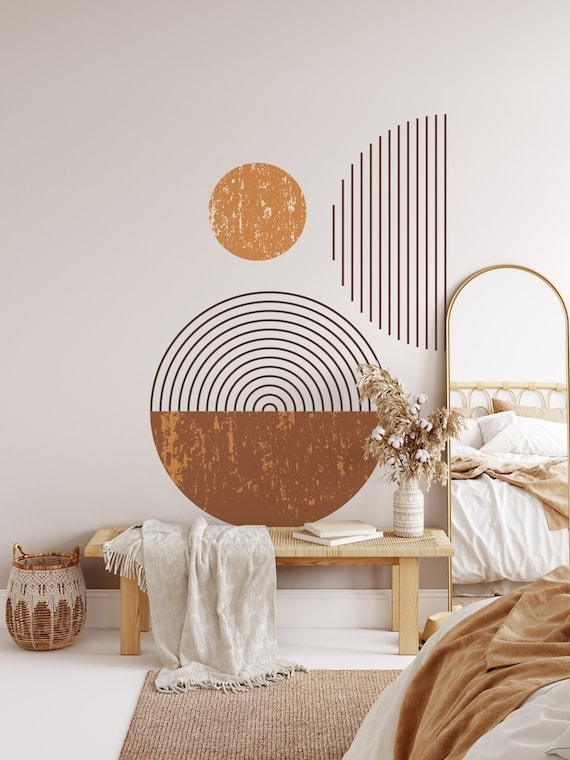 Wall Decal Distressed Texture Boho Geometric Wall Stickers