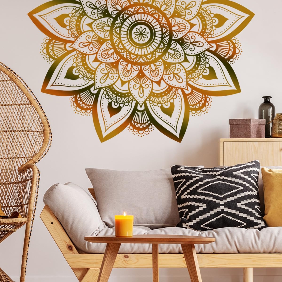 Wall Decal Mandala Pattern Gradient Large Mandala Wall Decal