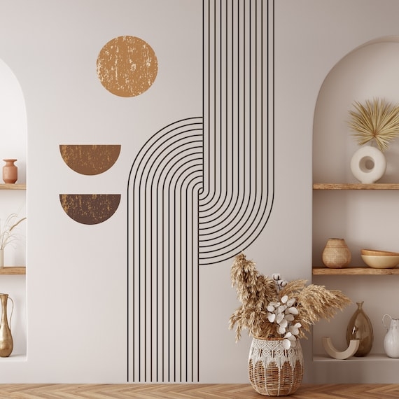 Wall Decal U-Shaped Lines Distressed Modern Boho Wall Decal