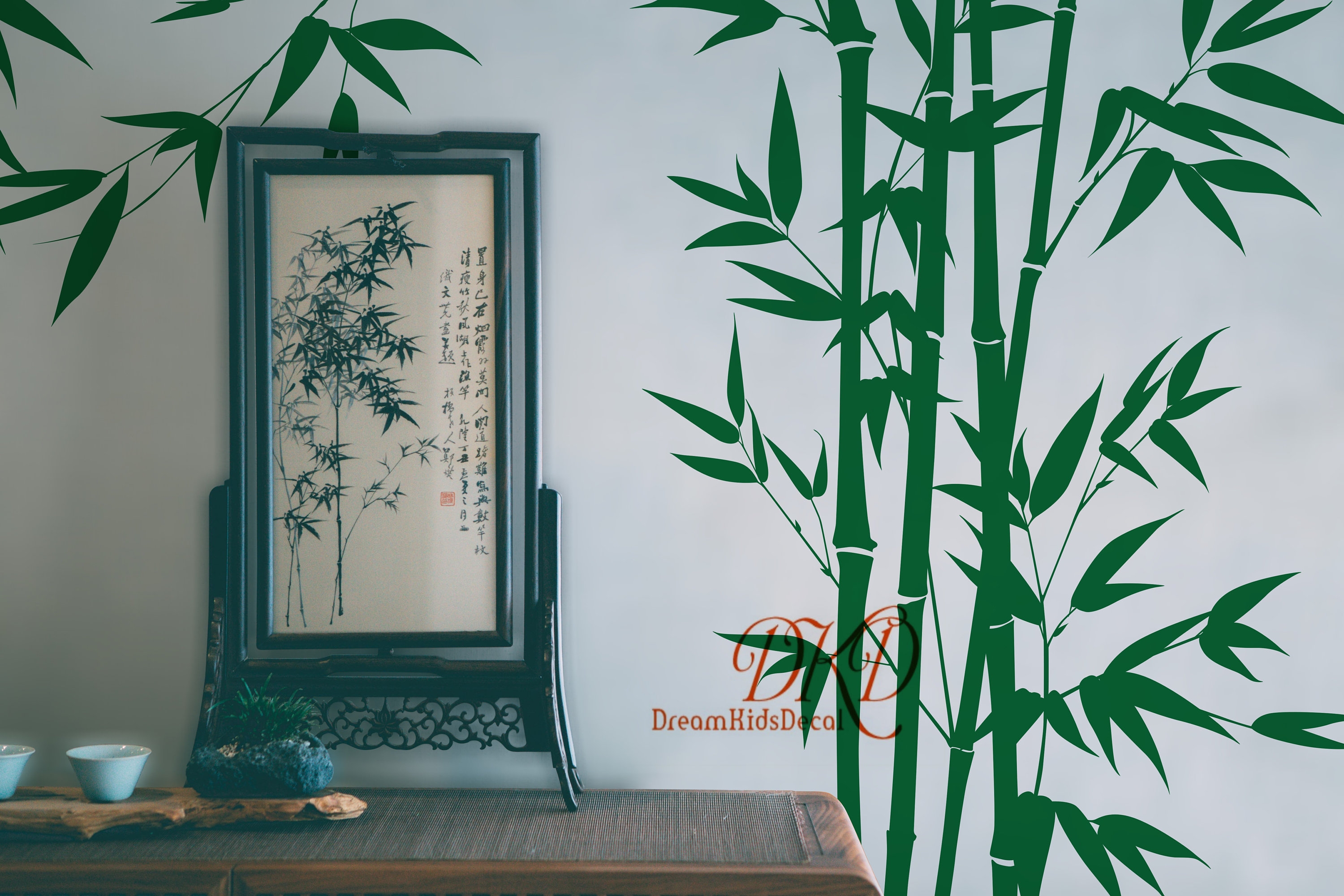 Wall Decal Vertical Stalks Design for Asian Botanical Accents