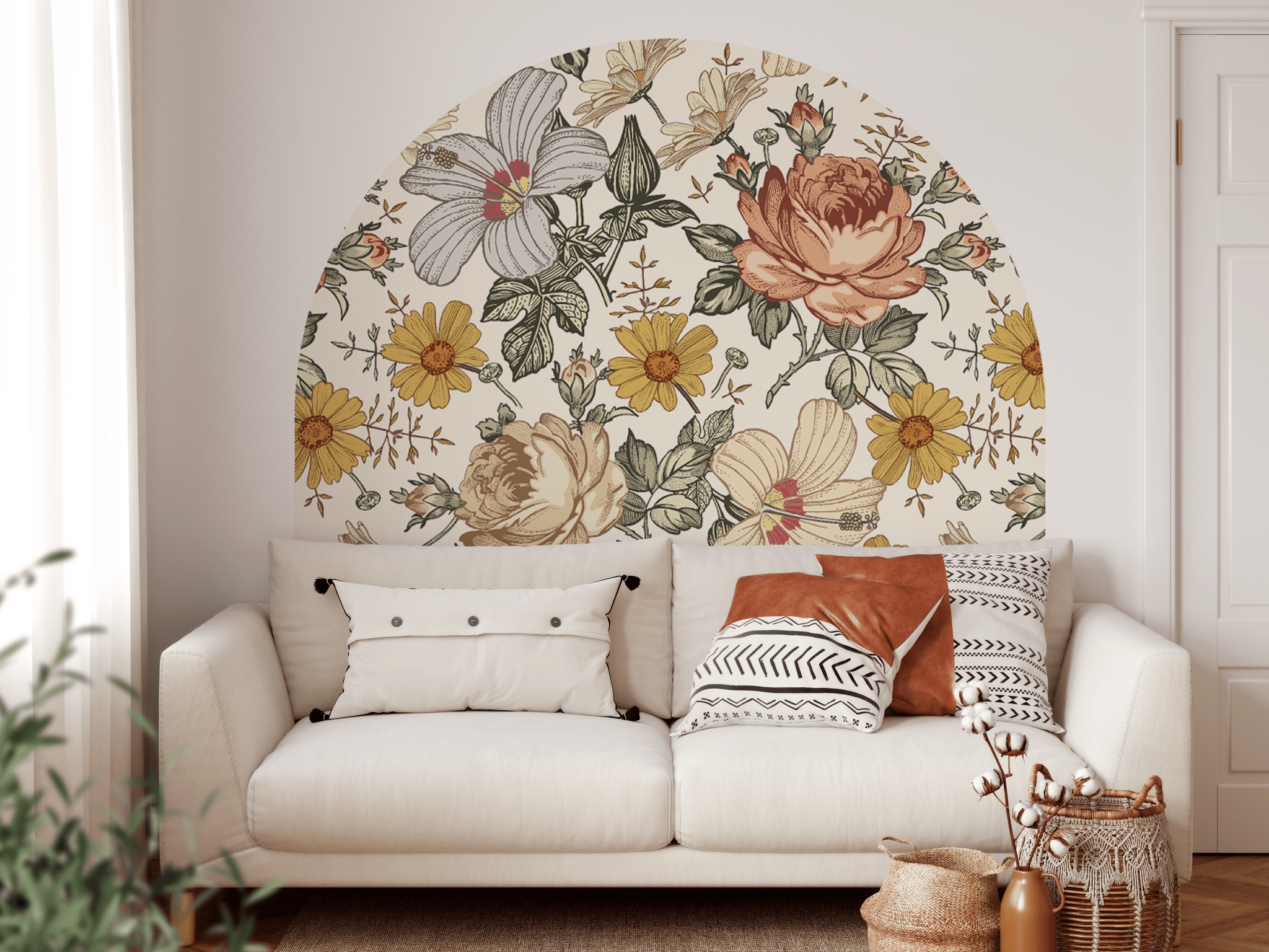 Wall Decal Vintage Botanical Arch Boho Arch Wall Sticker