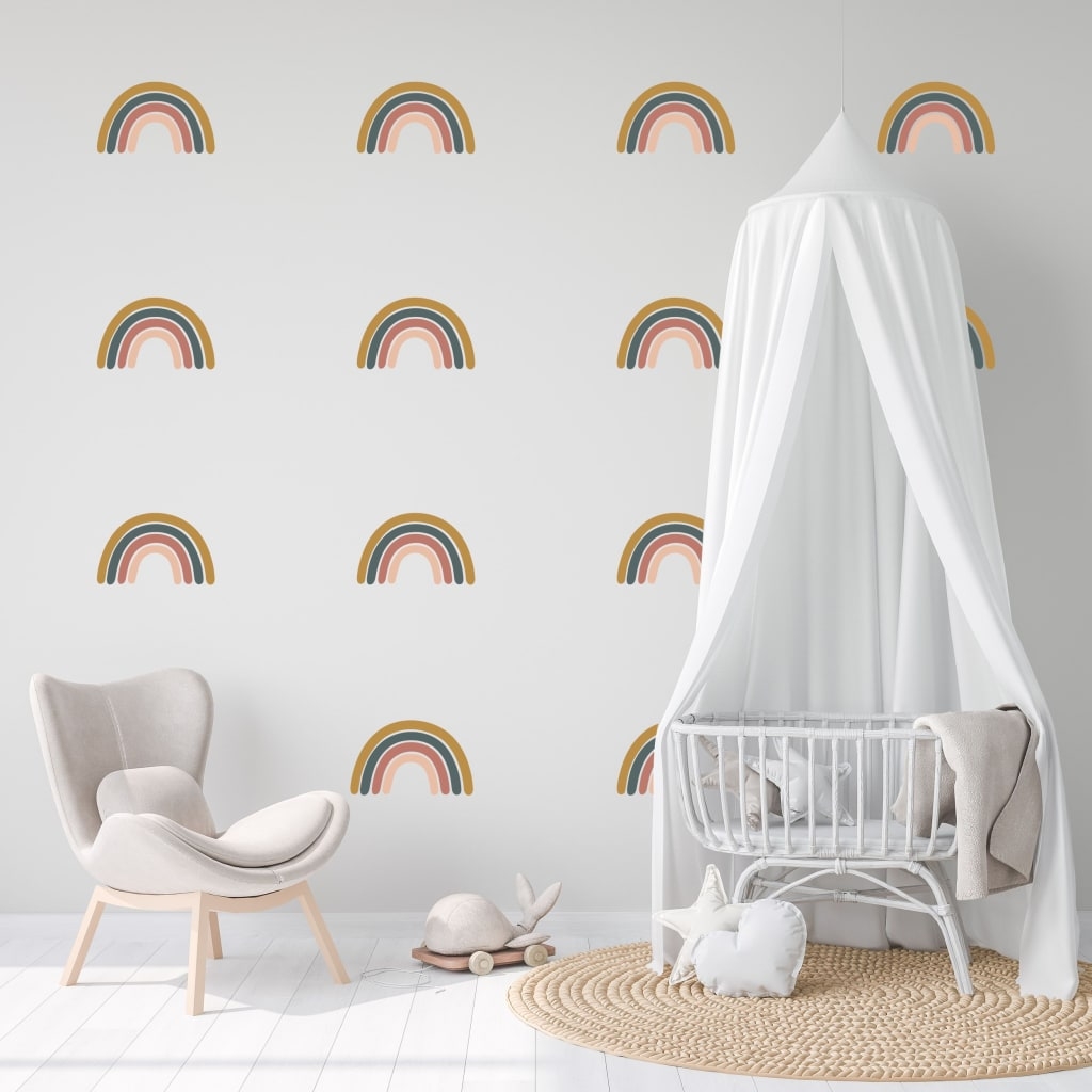 Wall Decals Minimalist Rainbow Muted Boho Rainbow Nursery