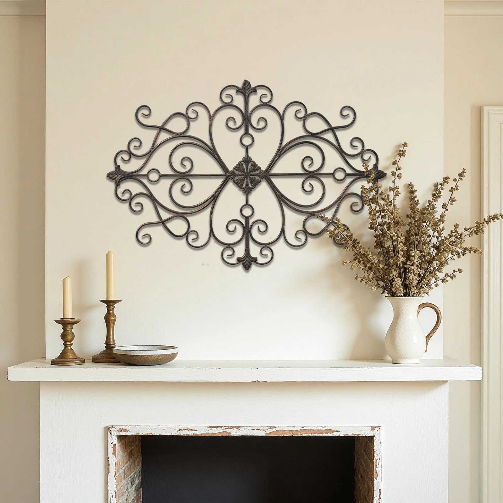 Wall Decor Large Scale Distressed Vintage Scroll Wall Art