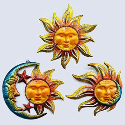 Wall Decor Multi Piece Set Celestial Sun Moon Metal Art