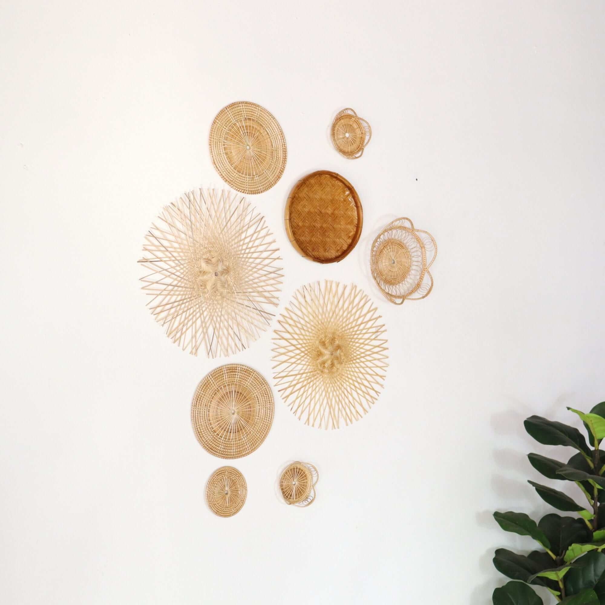 Wall Decor Set with Mixed Weave Patterns for Sunburst Basketry