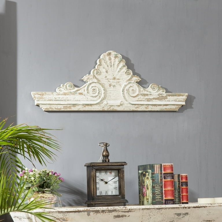 Wall Decor: Shell Motif Distressed White Wall Scroll