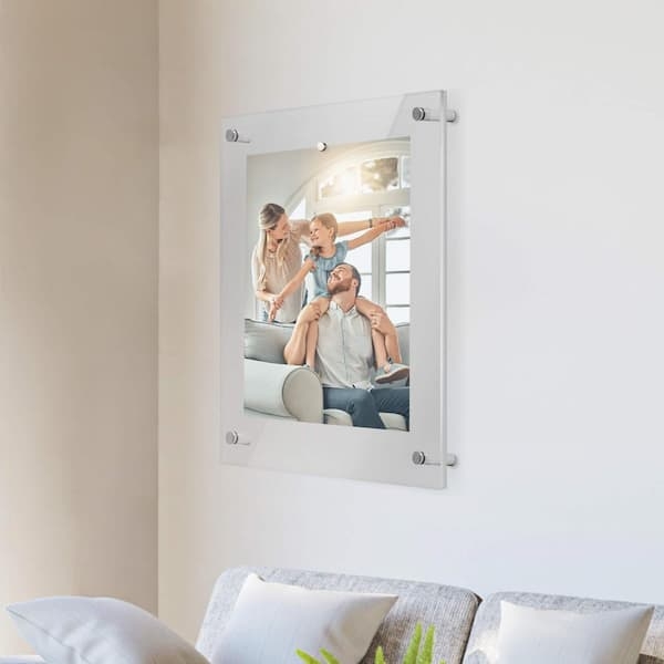 Wall Frame with Standoff Mounting and Modern Acrylic Floating Frame