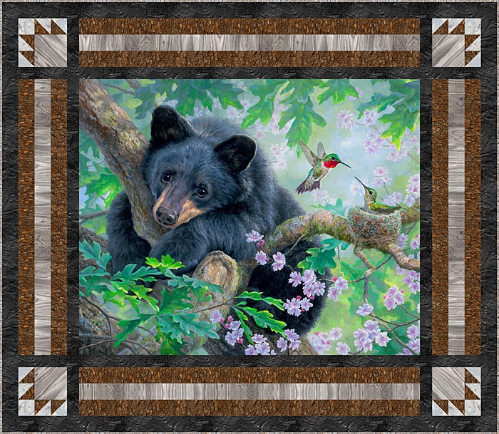 Wall Hanging Bear Paw Blocks Wood Grain Print Rustic Wall Decor