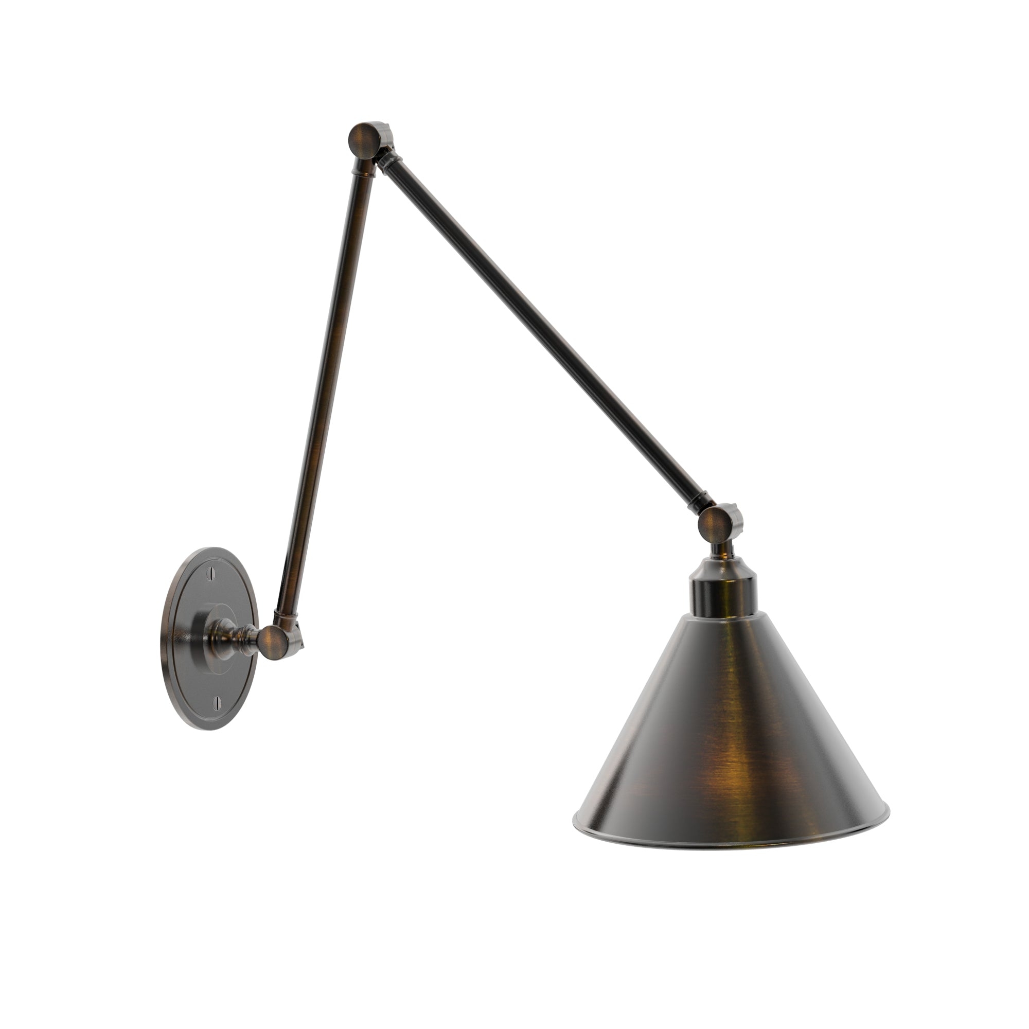 Wall Lamp with Adjustable Swing Arm and Dark Bronze Metal Shade