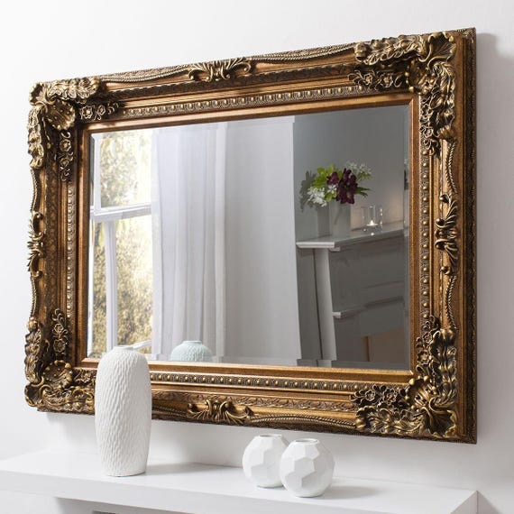 Wall Mirror Carved Frame French Provincial Metallic Decor