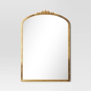Wall Mirror Decorative Crest Arched Top Gold Mantle Mirror