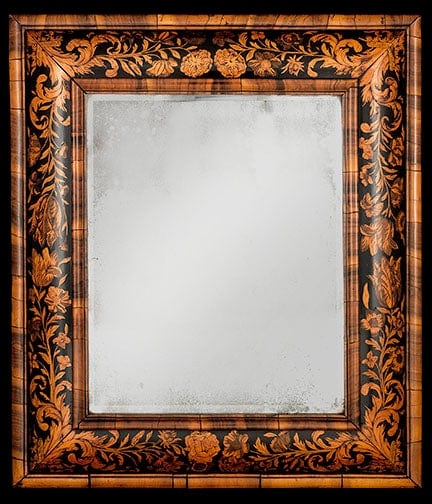 Wall Mirror Floral Marquetry Botanical Inlay Tiered Molding