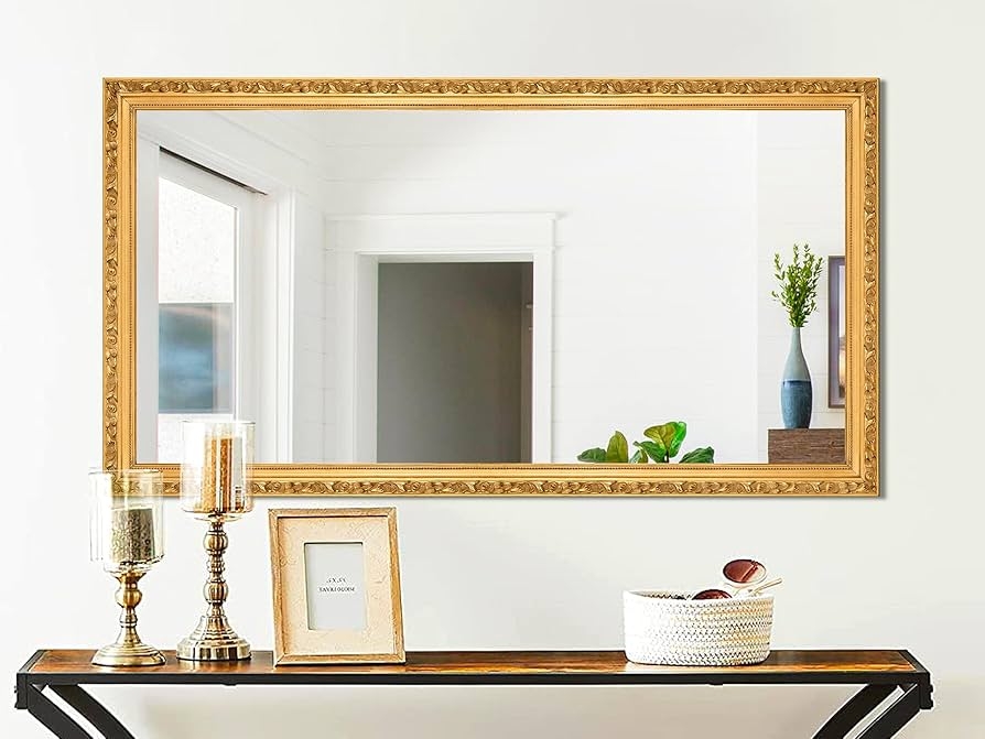 Wall Mirror Intricate Floral Scrollwork Antique Mantle Accent