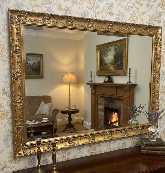 Wall Mirror Large Scale Molding French Rococo Style Mantle