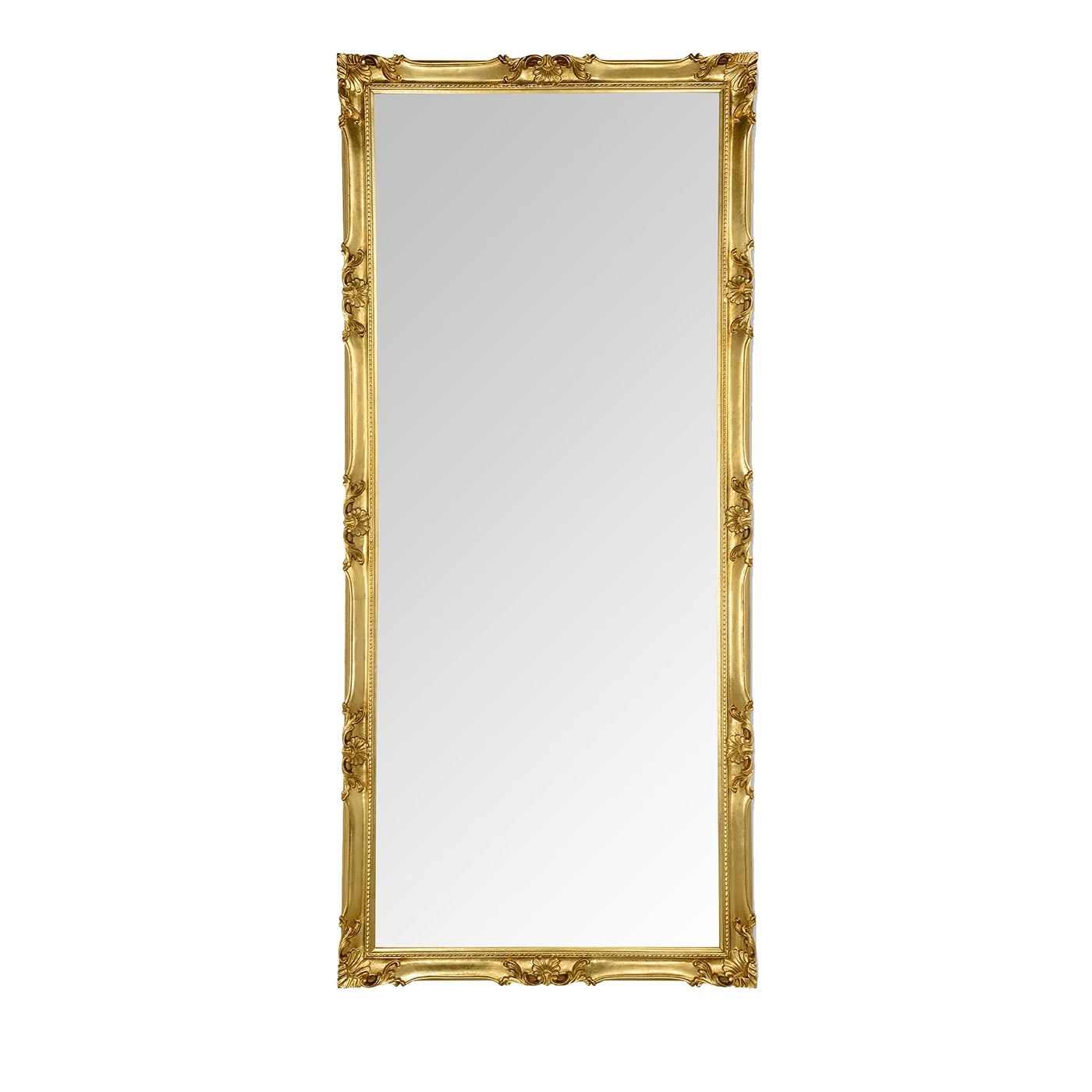 Wall Mirror Tall Profile Baroque Gilded Scrollwork Detail