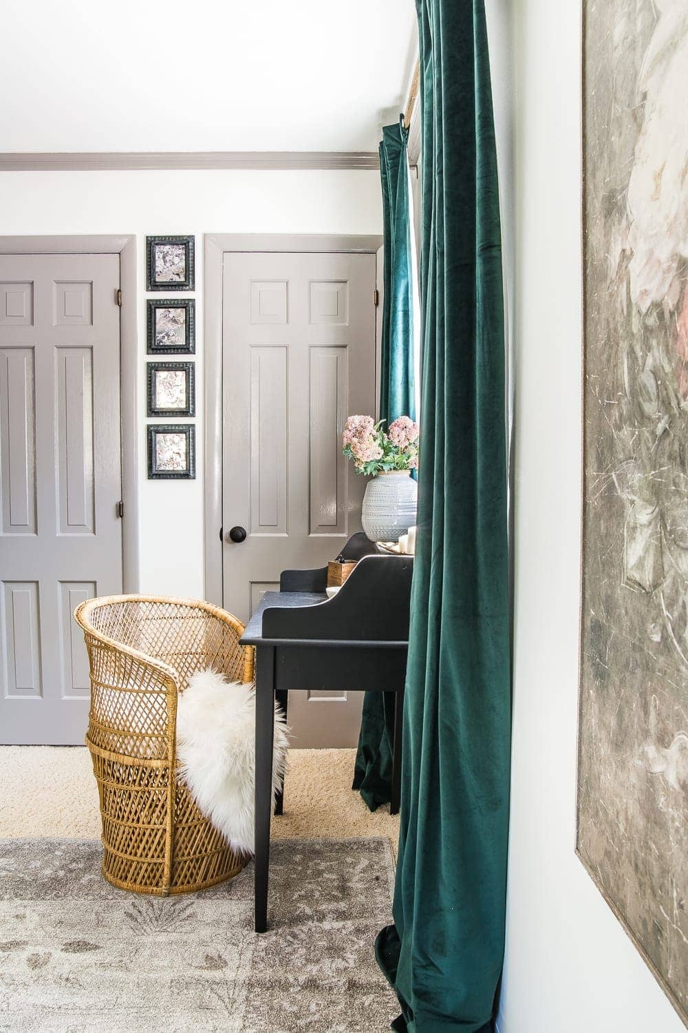 Wall Mirror with Antique Mirror Glass and Vertical Wall Gallery Layout