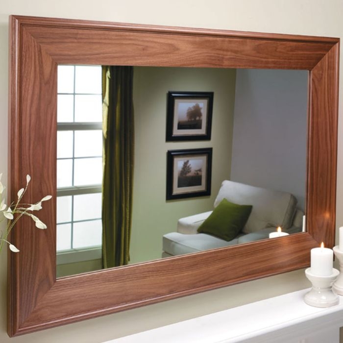 Wall Mirror with Wide Mitered Frame and Traditional Mantel Styling