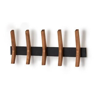 Wall Mounted Coat Rack featuring Angled Wooden Hooks