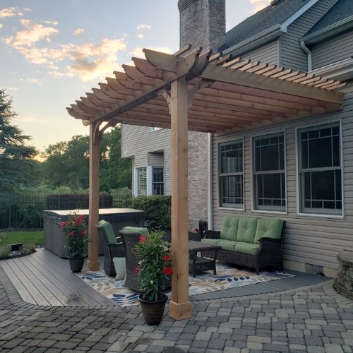 Wall Mounted Pergola Sage Green Accents Backyard Deck