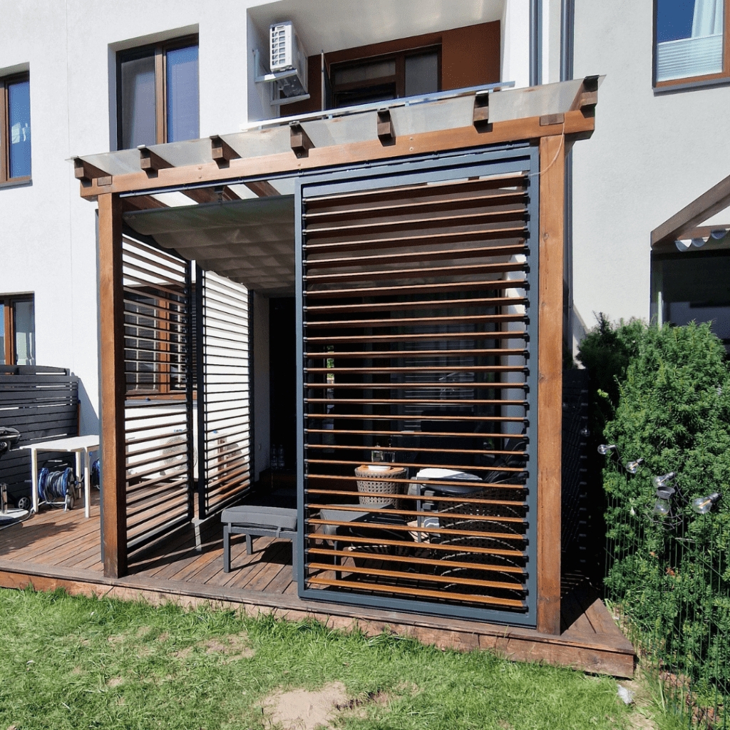 Wall Mounted Pergola Sliding Louver Panels Terrace