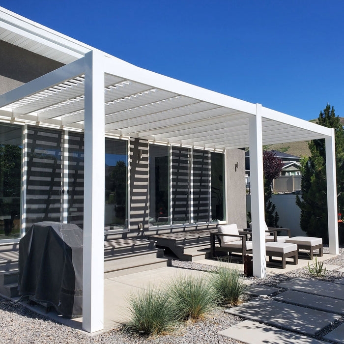 Wall Mounted Pergola Wide Span Design White Finish Structure